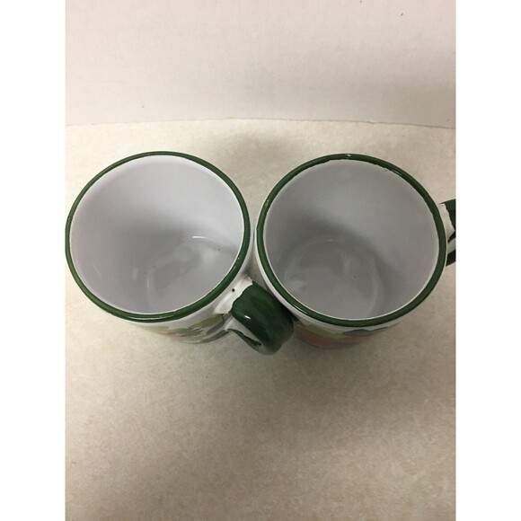 SET OF 2 VINTAGE ITALIAN POTTERY HAND PAINTED MUGS CUPS MADE IN ITALY 8oz. - Picture 4 of 7